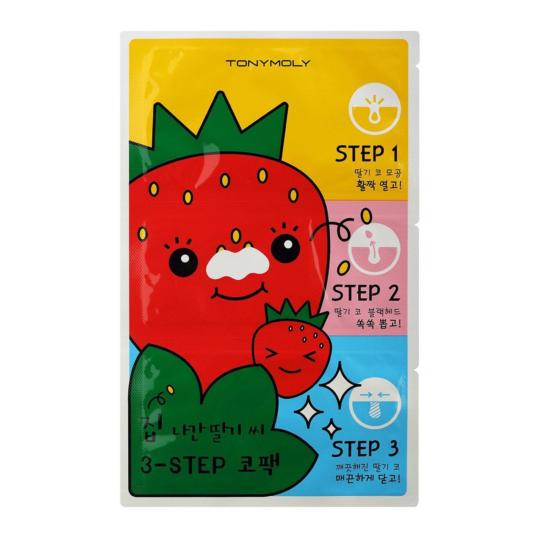 TONYMOLY Runaway Strawberry Seeds 3 Step Nose Pack - Peel Off Nose Strip - TONYMOLY OFFICIAL